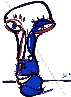 Un trange visage bleu peint par ?