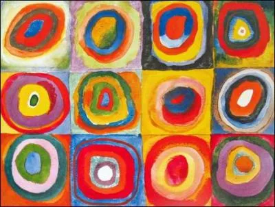 Voici des cercles dans des carrs, peints par l'artiste ?