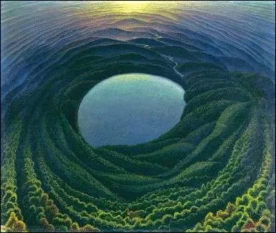 De l'usage du cercle et de la courbe sur un paysage, ici Aurore sur le golfe, du peintre ?