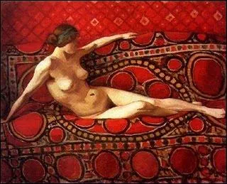 Qui a peint Nu au canapé rouge ?