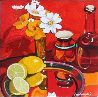 Une composition flamboyante , dite Composition avec fleurs et citrons, peint par ?