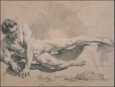 Qui a dessin 'Homme couch sur son bras droit' ?