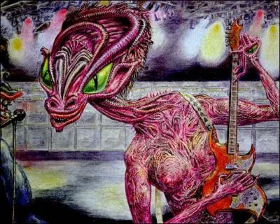 Qui a peint cet extra-terrestre peu avenant, agrment ici d'une touche d'humour ?