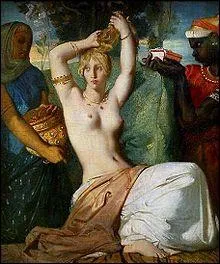 Elve d'Ingres qui voyait en lui 'le Napolon de la peinture' (1819-1856), il ralisa 'La toilette d'Esther'.