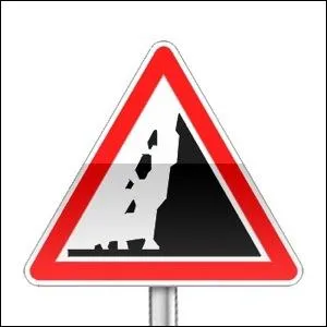 Ce panneau annonce un risque de chute de pierres ou de la prsence sur la route de pierres tombes.