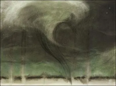 C'est une peinture de Judith Brandon, intitule Green tunnel cloud, qui pourrait illustrer directement l'affiche du film... ?