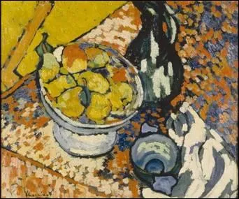 D'abord adepte du fauvisme, avant d'voluer vers le cubisme, il a peint 'Nature morte au compotier' :