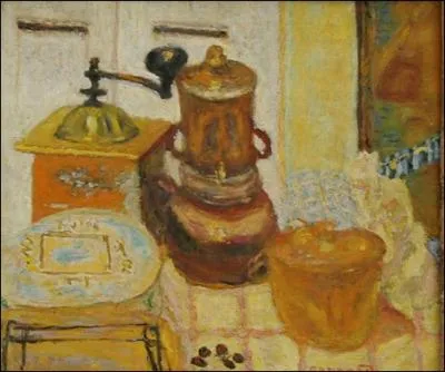 Surnomm 'le nabi trs japonard', ce peintre franais a ralis cette 'Nature morte : le moulin  caf' :