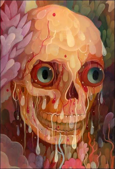 Toujours le style... dcapant bien reconnaissable, pour cette Jelly face (visage en gele) du peintre ?