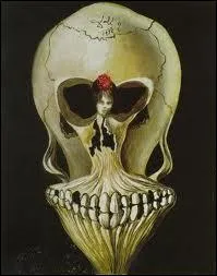 Un bel effet d'optique, pour cette 'Ballerine dans une tête de mort', oeuvre du peintre ?