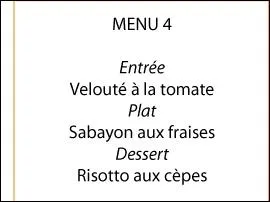 Quel est le dessert de ce menu ?