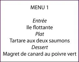 Quel est le dessert de ce menu ?