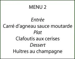 Quelle est l'entre de ce menu ?