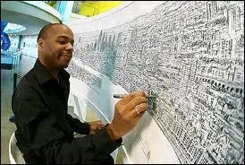 Anglais n en 1974, cet artiste autiste est capable de mmoriser un difice dans les moindres dtails et ensuite de le reproduire sur de grandes fresques,  main leve sans retouche. Il s'agit de