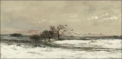 Paysage de neige au soleil couchant