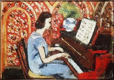 Qui a peint La petite pianiste en robe bleue ?