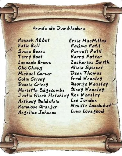 Sans Harry, Ron et Hermione combien de membres compte l'Arme de Dumbledore ?