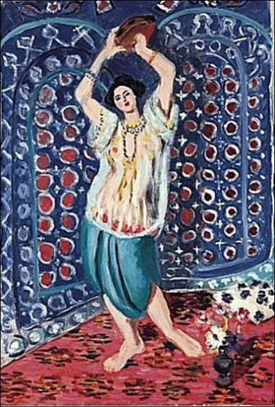 Qui a peint Odalisque avec un tambourin, harmonie bleue .