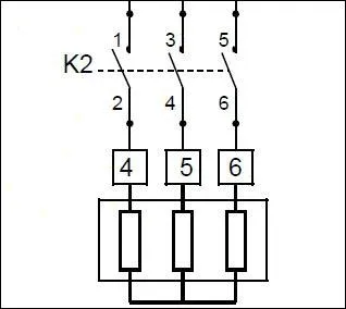 Comment est branchée la charge derrière K2 ?
