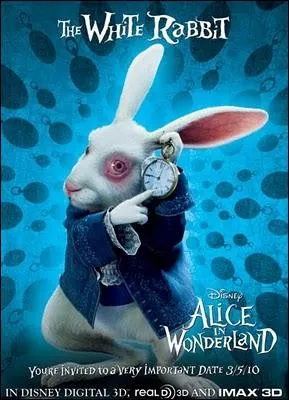 Question bonus : quel est le nom et le prnom du lapin blanc qu'Alice suit au dbut du film ?