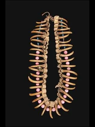 Ce collier de griffes de grizzli d'Amrique du Nord symbolise le rang et la dignit de celui qui le porte. Que portent galement les guerriers victorieux outre ce collier de grizzli ?