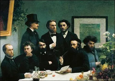 Un coin de table (Verlaine et Rimbaud  gauche)