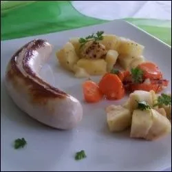 Pour faire du boudin blanc, il faut du lait, de la viande hache (blanche), des oeufs et :