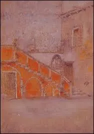 Quel peintre amricain est l'auteur de la toile 'Venise, escalier, note en rouge' ?