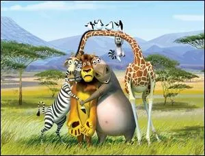 Alex le lion, Marty le zbre, Melman la girafe et Gloria l'hippopotame.