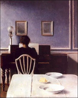 Interieur avec femme au piano