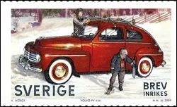 Quelle est cette voiture Sudoise ancienne, visible sur un timbre de Sude ?