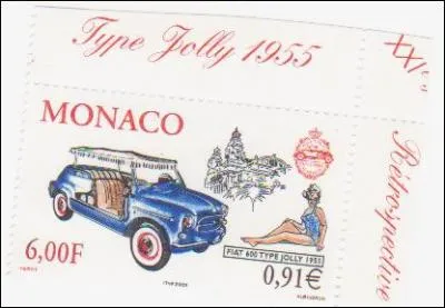 Quelle est cette voiture de loisirs du milieu du sicle dernier, visible sur ce timbre de Monaco ?