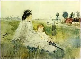 Jeune femme et enfant dans l'herbe, 1875
