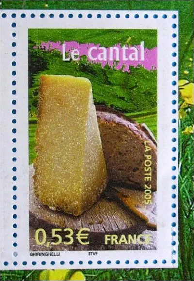 De quelle chane montagneuse est originaire ce fromage franais de vache, le cantal (visible sur ce timbre de France) ?