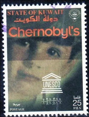 En quelle anne a eu lieu la catastrophe de Tchernobyl (comme le montre ce timbre du Kowet) ?