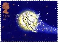 Quel est ce personnage amoureux de Peter-Pan visible sur ce timbre d'Angleterre ?