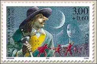 Quel est ce personnage cr par Edmond Rostand celbre pour son grand nez visible sur ce timbre de France ?