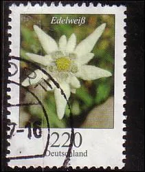 Quelle est cette fleur des hauts sommets, symbole des montagnes europennes, visible sur ce timbre d'Allemagne ?