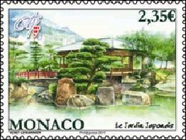 Qui est l'architecte du Jardin Japonais de Monaco visible sur ce timbre de Monaco ?