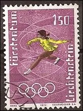 Quel est l'vnement marquant des Jeux Olympiques d'Hiver de 1972  Sapporo au Japon que montrent ce timbre du Liechtenstein ?