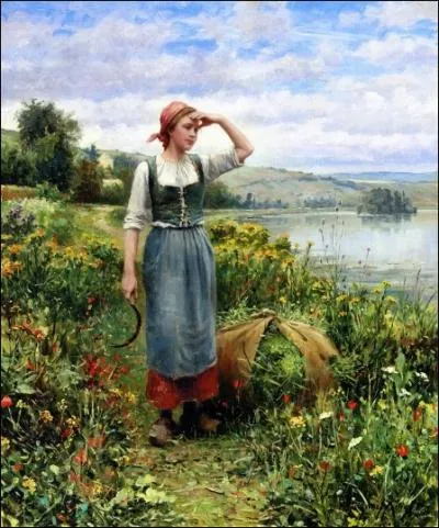 Quel(le) peintre amricain(e) est l'auteur de la toile  Un champ fleuri  ?