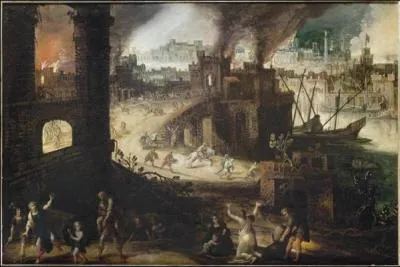 Quelle est cette ville incendie par les grecs en 1184 avant JC, reprsente sur cette toile de Brueghel Pieter II le jeune ?