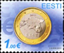 Le 1er Janvier 2011, quel vnement a ft l'Estonie comme le montre ce timbre d'Estonie ?