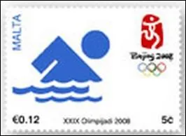 Dans quelle ville chinoise se sont drouls les Jeux olympiques de 2008, comme le montre ce timbre de Malte  propos de l'preuve de natation ?