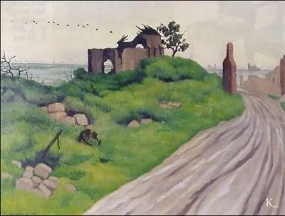 Eglise des Hurlus en ruines 1915