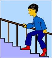 Que fait ce petit garon dans l'escalier ?