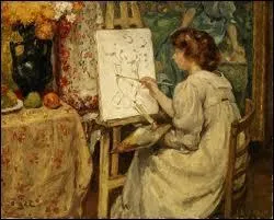 Jeune femme peignant