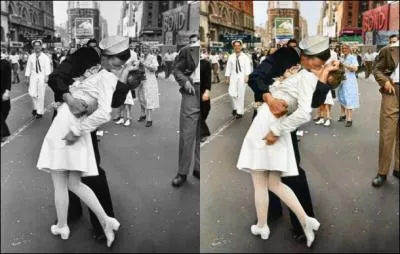 V-J Day in Times Squares. Cette photo a été prise le 14 août 1945, le jour de la capitulation du Japon. Qui a pris cette photo ?