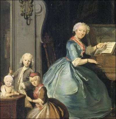 Famille autour d'un clavecin