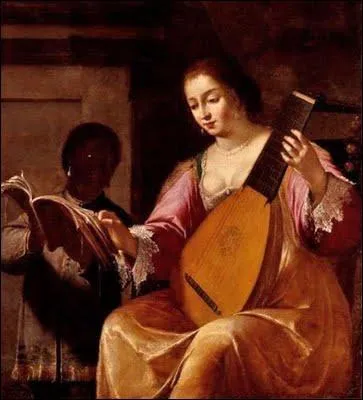 Femme jouant du luth